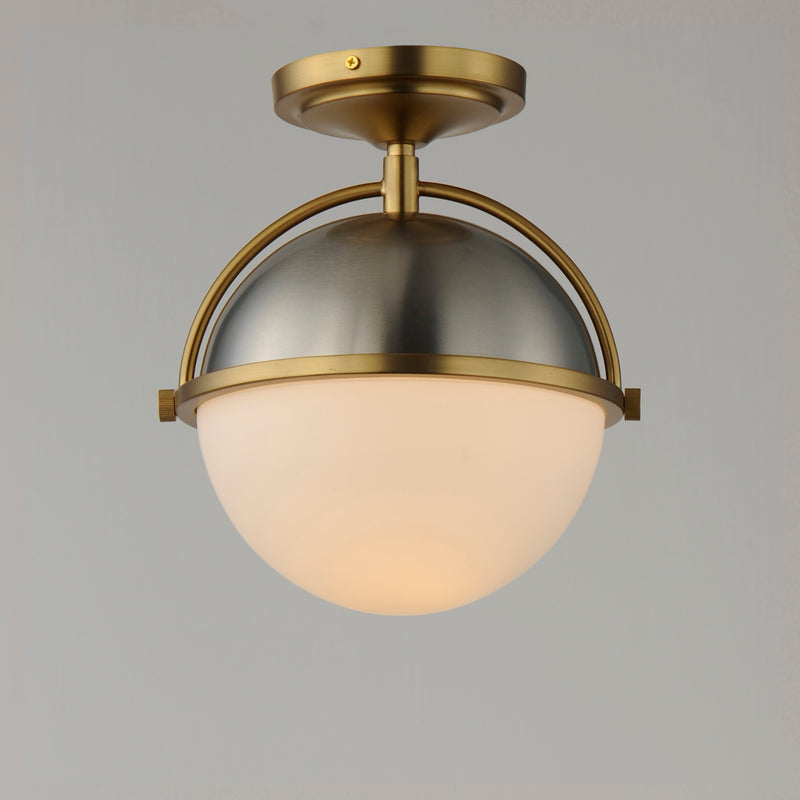 Maxim 12410SWSNSBR Duke 1 Light Semi Flush Mount | Satin Nickel / Satin Brass