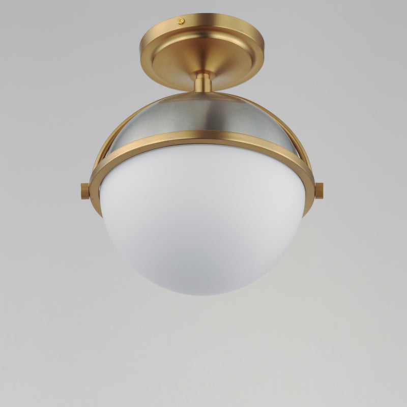 Maxim 12410SWSNSBR Duke 1 Light Semi Flush Mount | Satin Nickel / Satin Brass