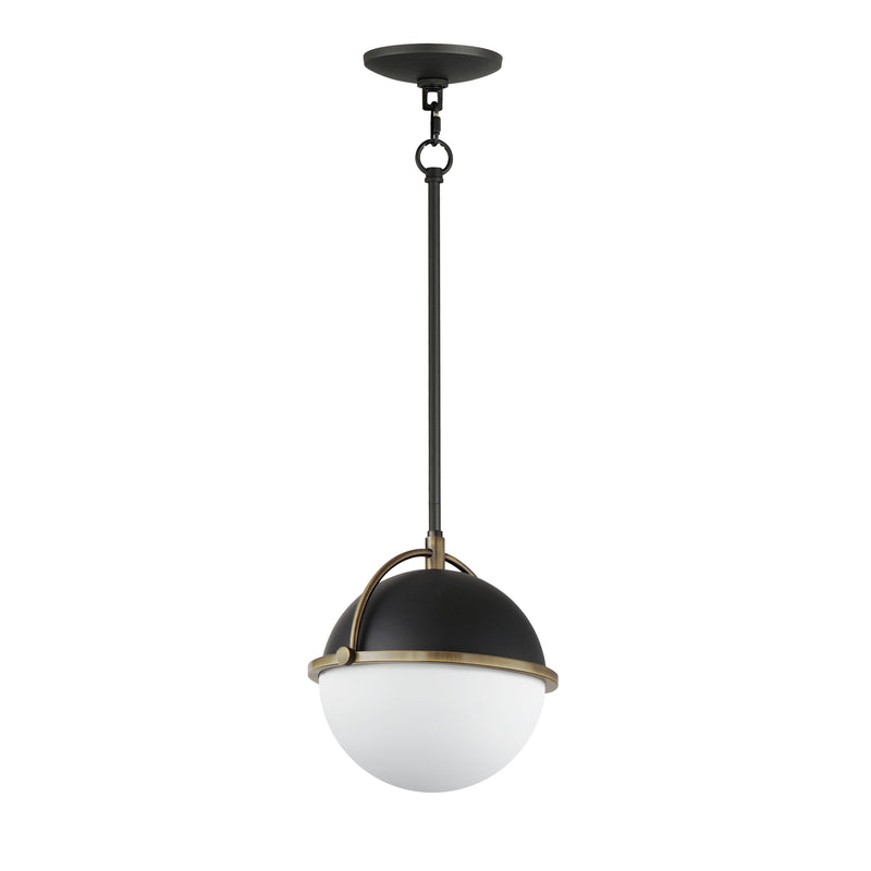 Maxim 12411SWBKWBR Duke 10" Single Pendant | Black/Weathered Brass