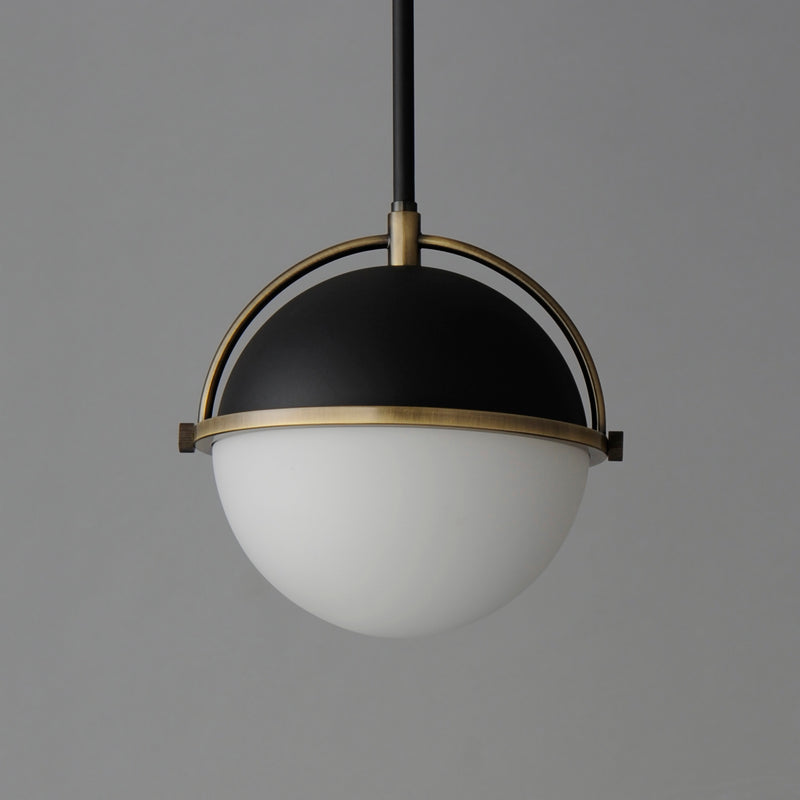 Maxim 12411SWBKWBR Duke 10" Single Pendant | Black/Weathered Brass