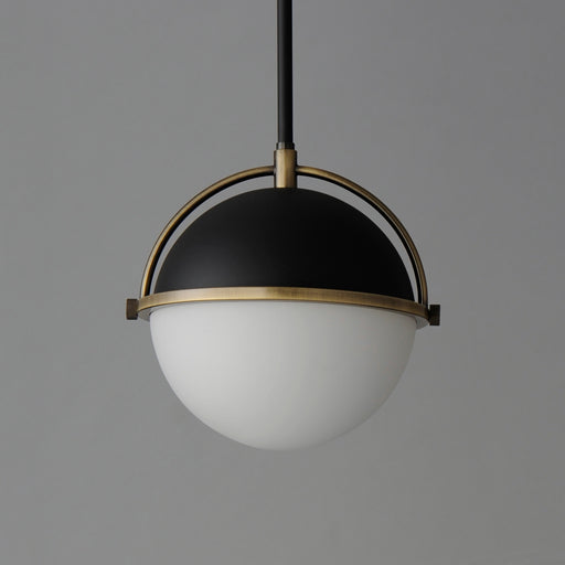 Maxim 12411SWBKWBR Duke 10" Single Pendant | Black/Weathered Brass
