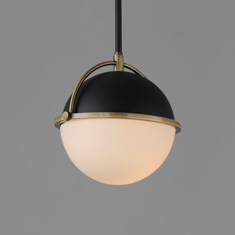 Maxim 12411SWBKWBR Duke 10" Single Pendant | Black/Weathered Brass