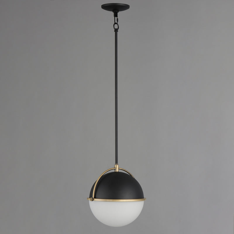 Maxim 12412SWBKWBR Duke 12" Single Pendant | Black/Weathered Brass