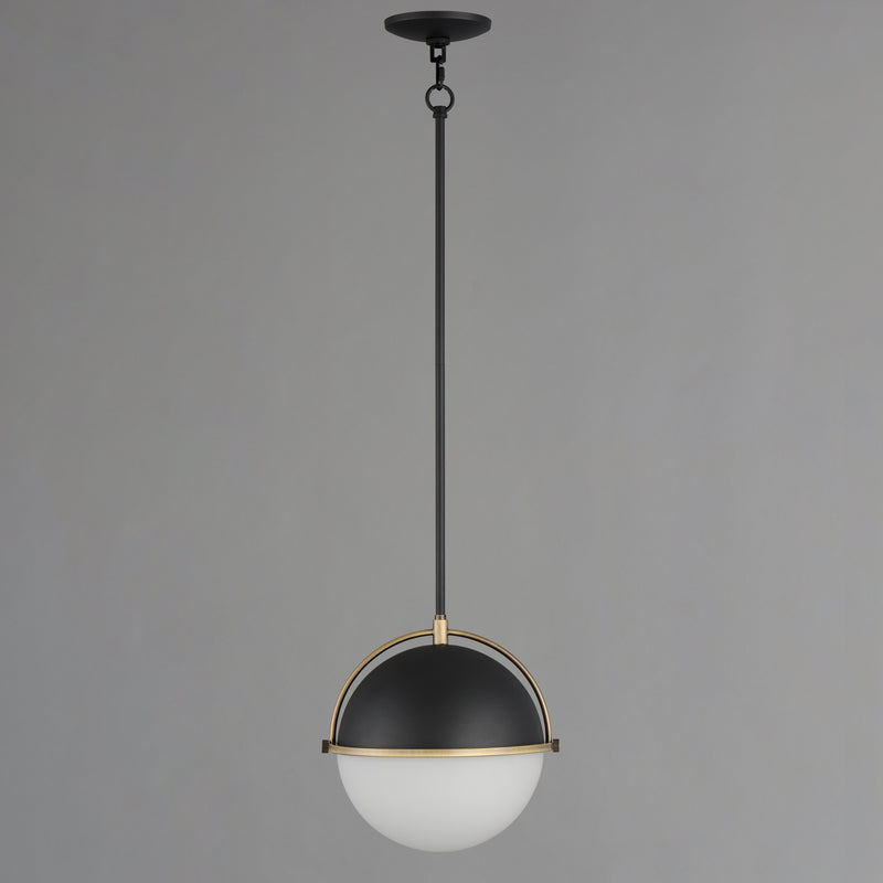 Maxim 12412SWBKWBR Duke 12" Single Pendant | Black/Weathered Brass