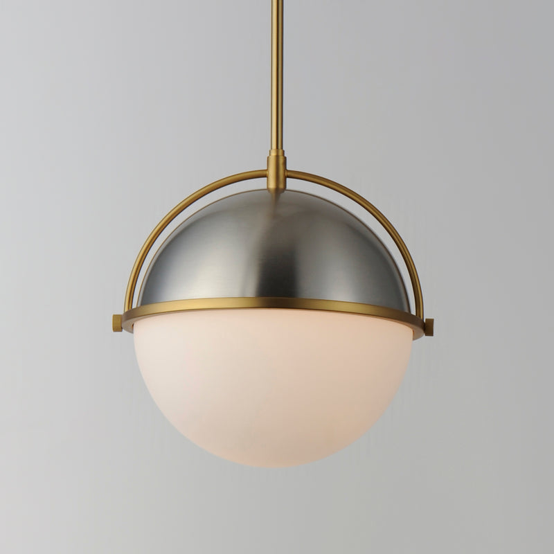 Maxim 12412SWSNSBR Duke 12" Single Pendant | Satin Nickel / Satin Brass
