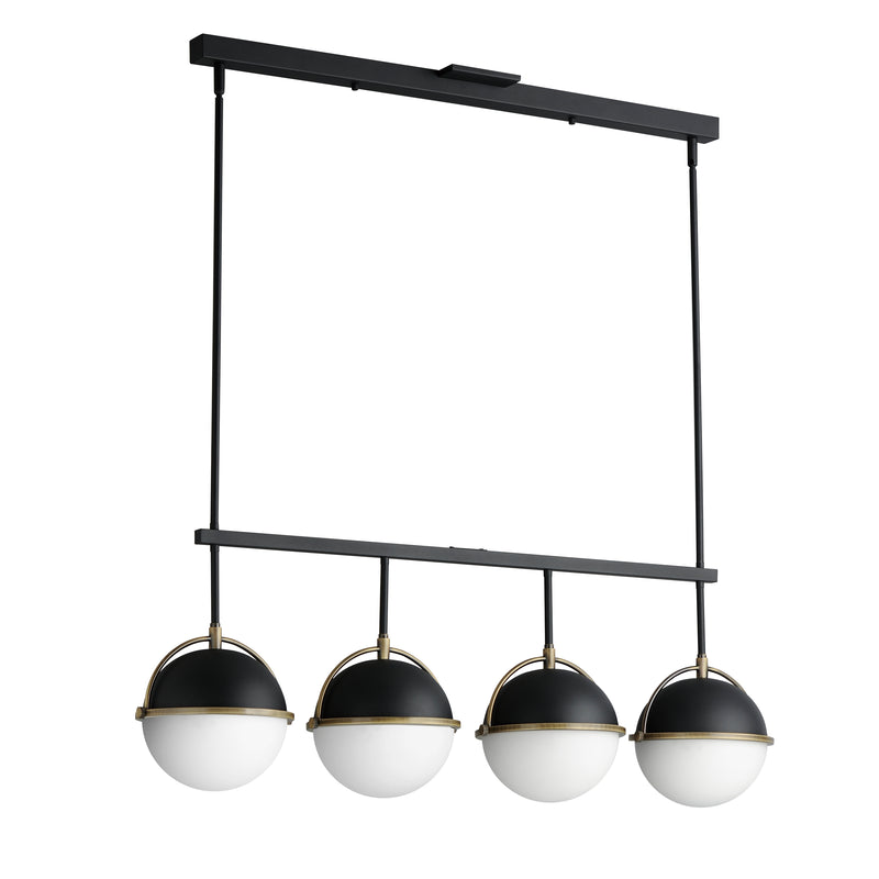 Maxim 12414SWBKWBR Duke 4 Light Linear Pendant | Black/Weathered Brass