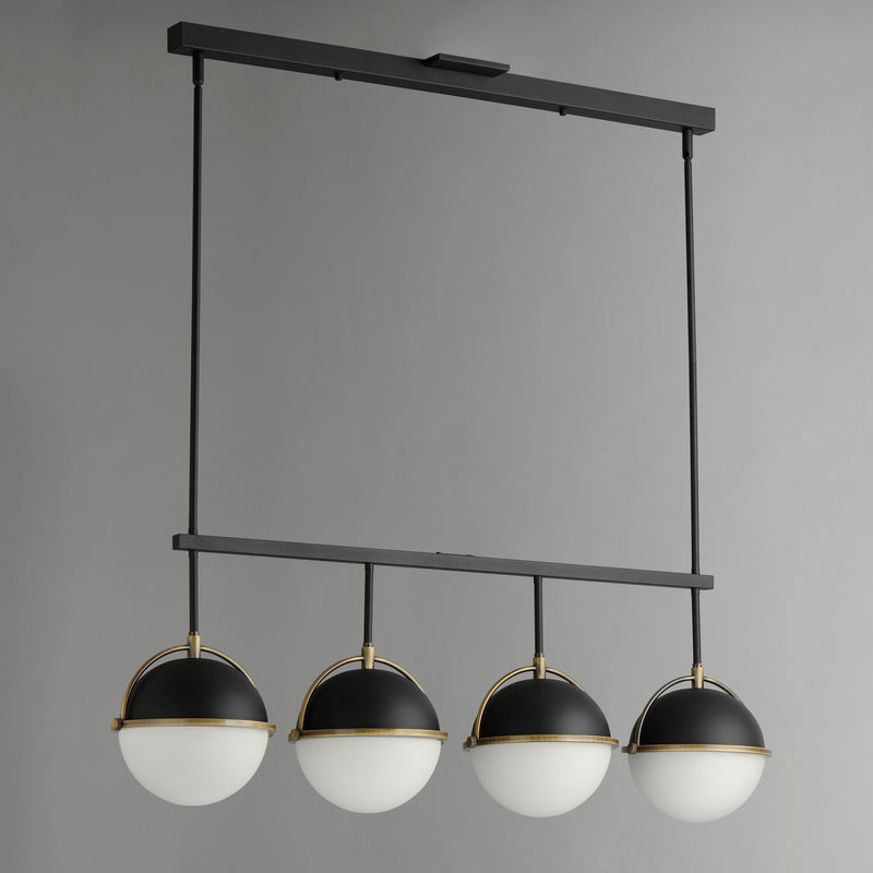 Maxim 12414SWBKWBR Duke 4 Light Linear Pendant | Black/Weathered Brass