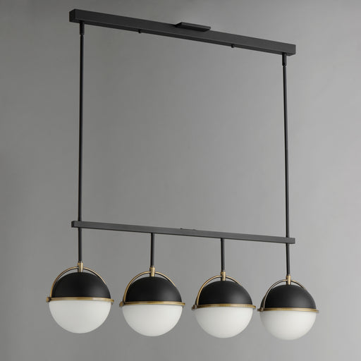 Maxim 12414SWBKWBR Duke 4 Light Linear Pendant | Black/Weathered Brass