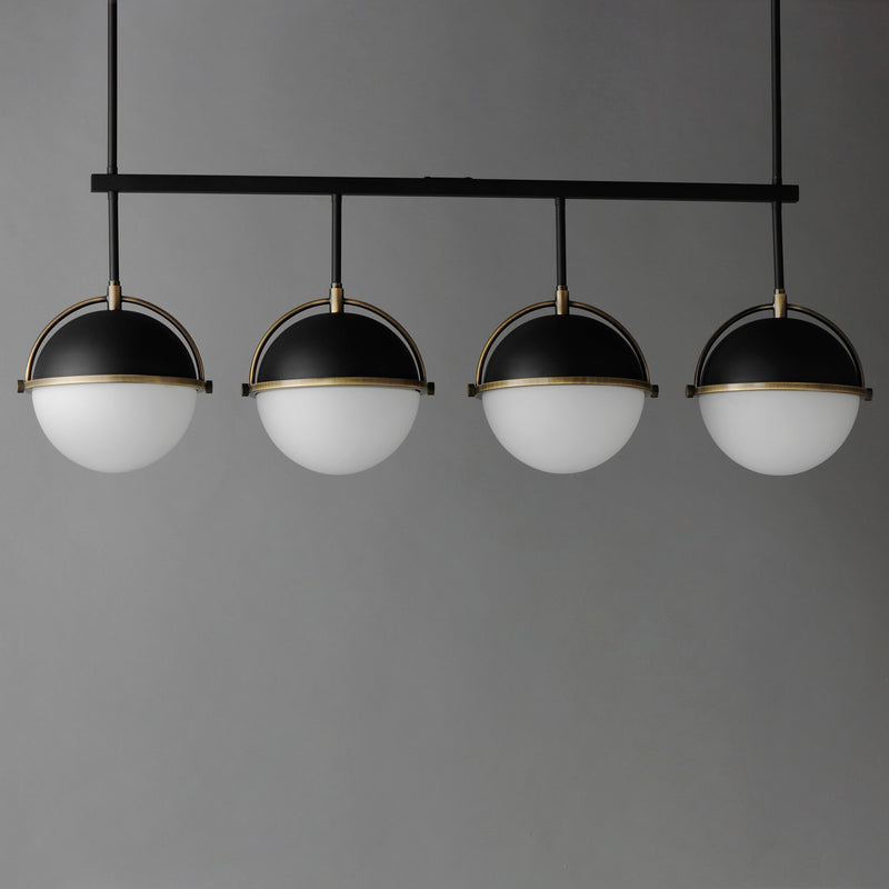 Maxim 12414SWBKWBR Duke 4 Light Linear Pendant | Black/Weathered Brass