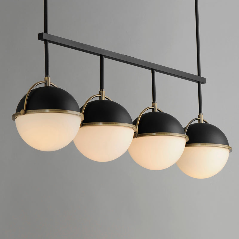 Maxim 12414SWBKWBR Duke 4 Light Linear Pendant | Black/Weathered Brass
