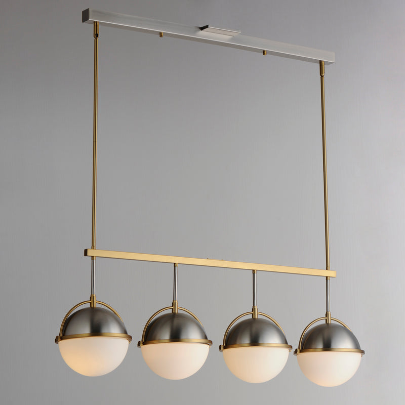 Maxim 12414SWSNSBR Duke 4 Light Linear Pendant | Satin Nickel / Satin Brass
