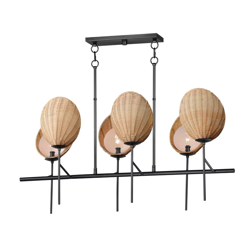 Maxim 12607NABK Maldives 6 Light Linear Chandelier | Black