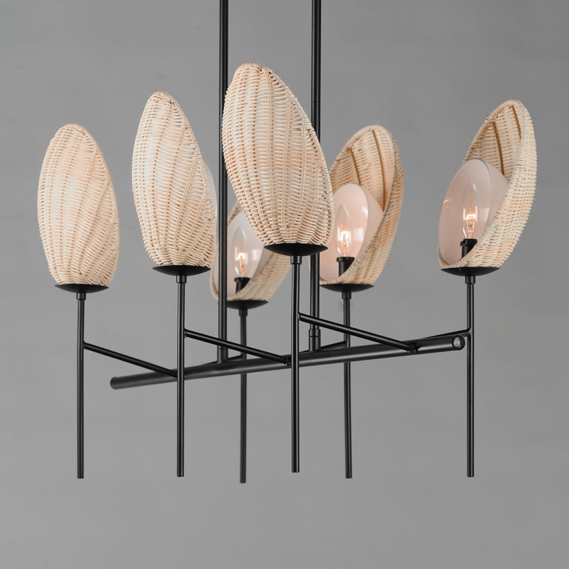 Maxim 12607NABK Maldives 6 Light Linear Chandelier | Black