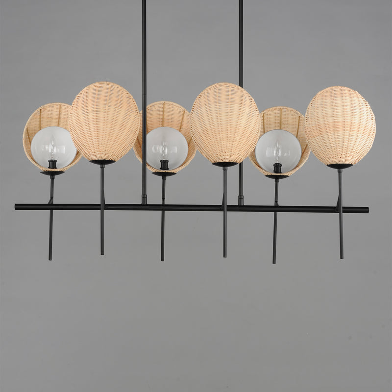Maxim 12607NABK Maldives 6 Light Linear Chandelier | Black