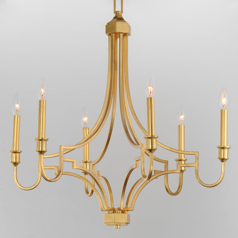 Maxim 12786GL Normandy 6 Light Chandelier | Gold Leaf