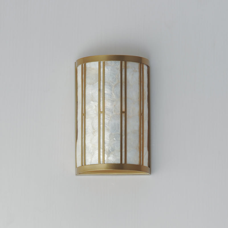 Maxim 12800CZNAB Miramar 1 Light Wall Sconce | Capiz / Natural Aged Brass