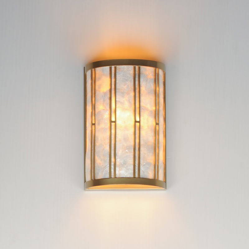 Maxim 12800CZNAB Miramar 1 Light Wall Sconce | Capiz / Natural Aged Brass