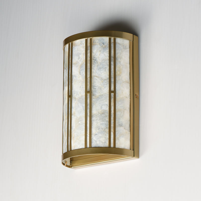 Maxim 12800CZNAB Miramar 1 Light Wall Sconce | Capiz / Natural Aged Brass
