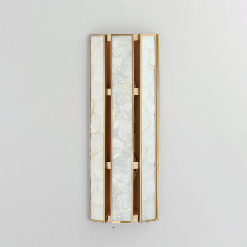 Maxim 12801CZNAB Miramar 2 Light Wall Sconce | Capiz / Natural Aged Brass