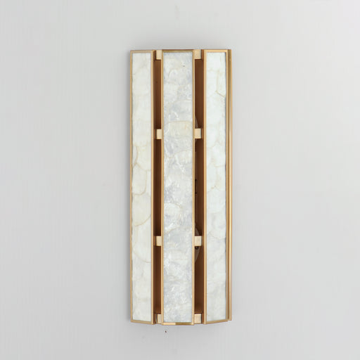 Maxim 12801CZNAB Miramar 2 Light Wall Sconce | Capiz / Natural Aged Brass