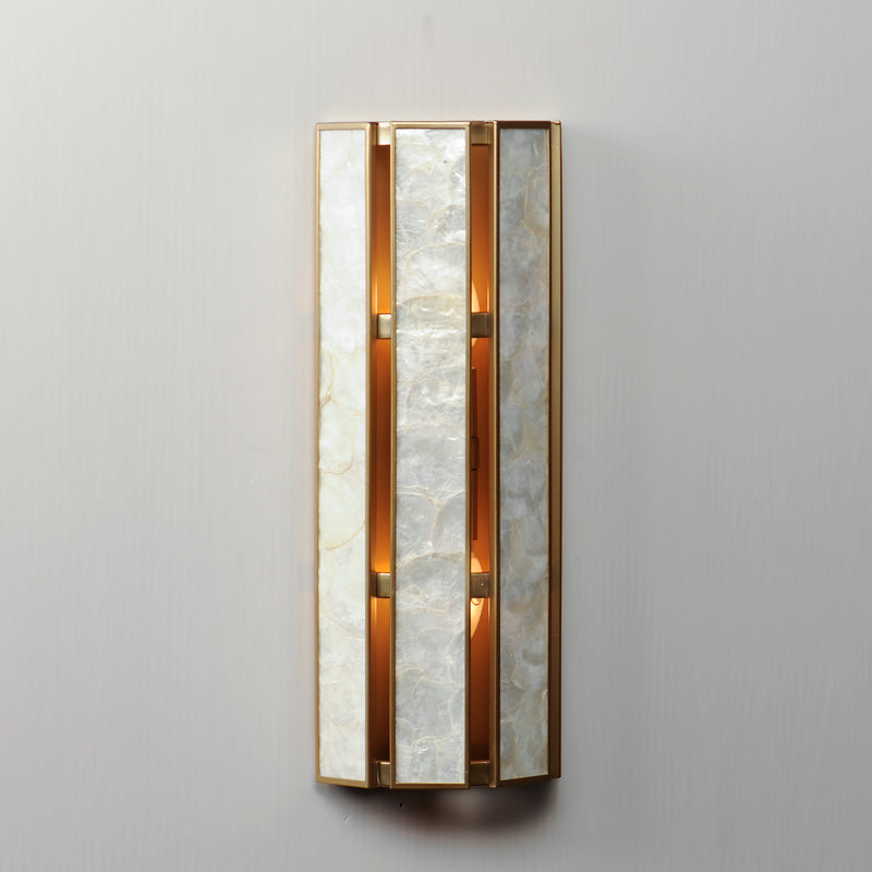 Maxim 12801CZNAB Miramar 2 Light Wall Sconce | Capiz / Natural Aged Brass