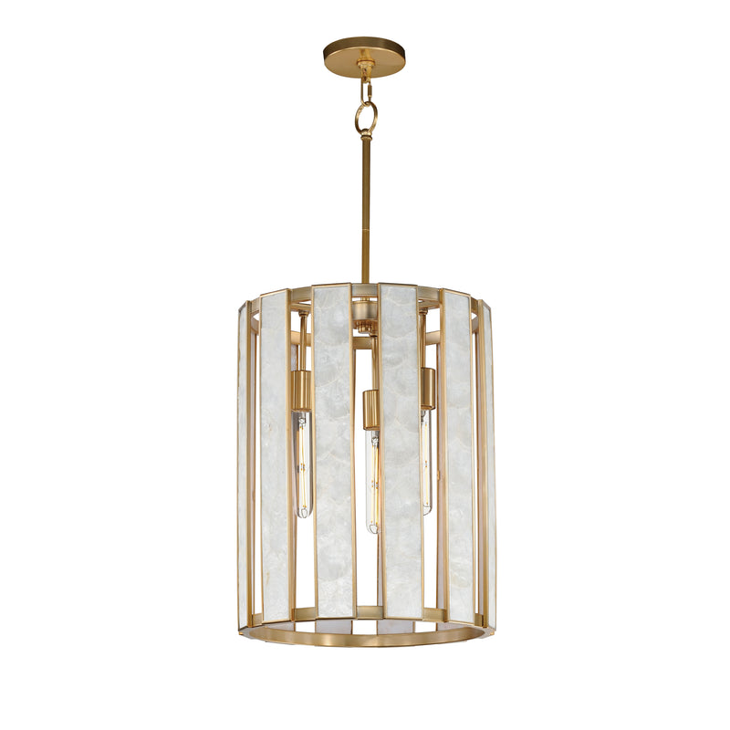 Maxim 12802CZNAB Miramar 3 Light Foyer Pendant | Capiz / Natural Aged Brass