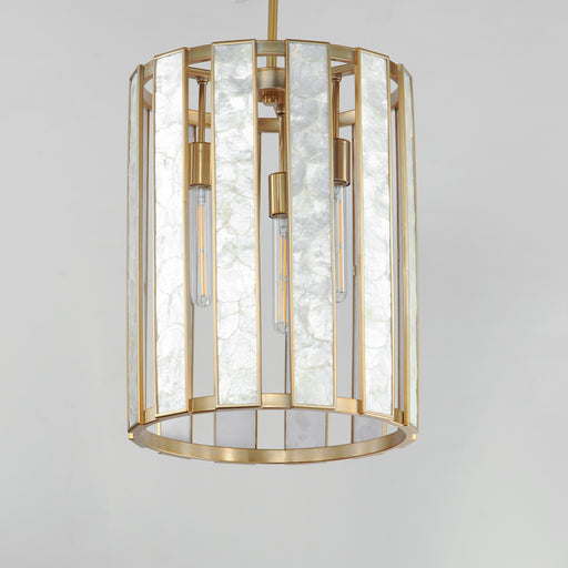 Maxim 12802CZNAB Miramar 3 Light Foyer Pendant | Capiz / Natural Aged Brass