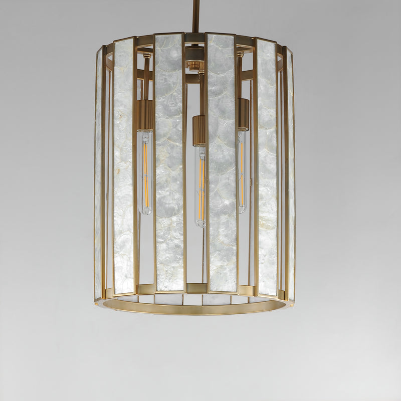 Maxim 12802CZNAB Miramar 3 Light Foyer Pendant | Capiz / Natural Aged Brass