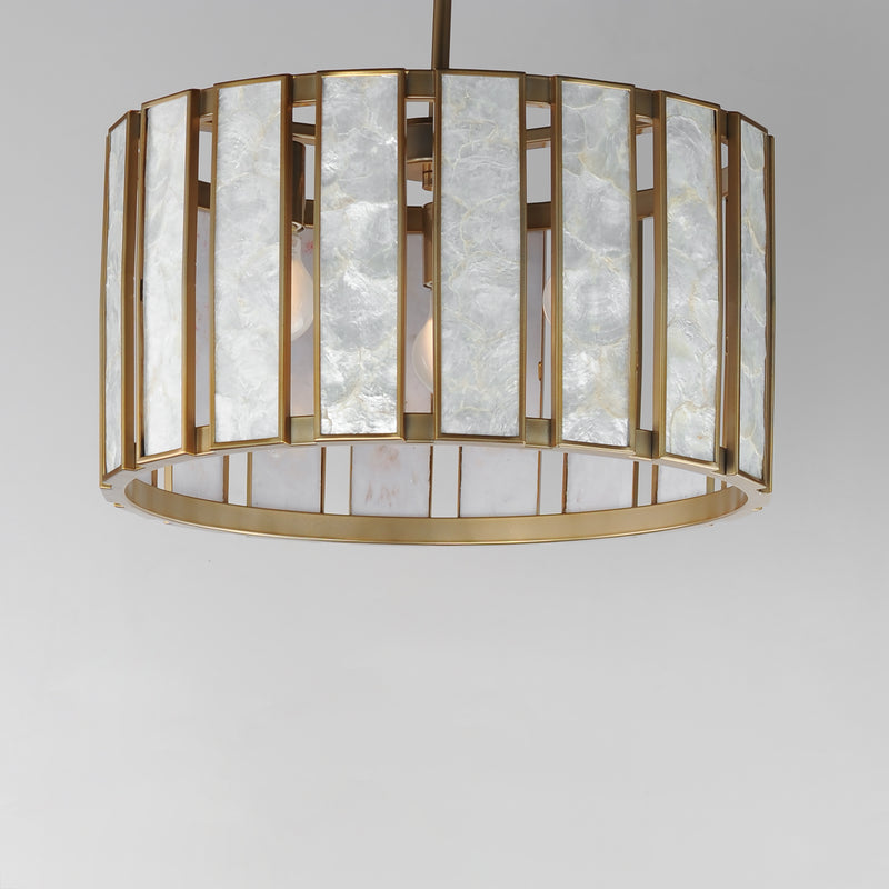 Maxim 12803CZNAB Miramar 3 Light Pendant | Capiz / Natural Aged Brass