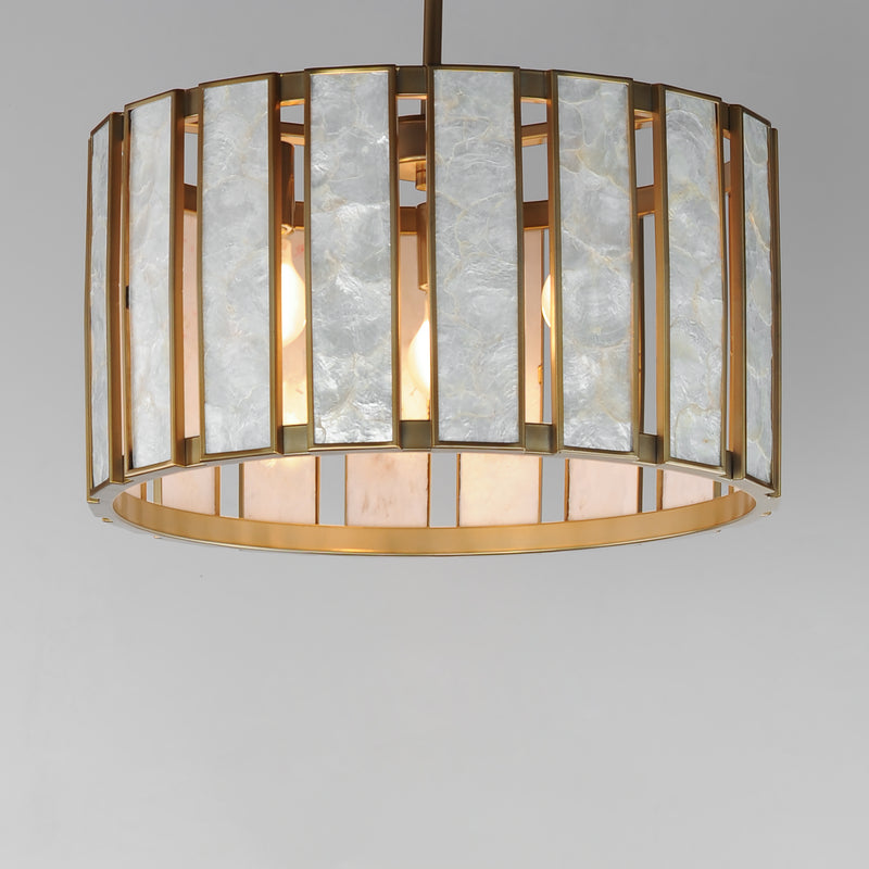 Maxim 12803CZNAB Miramar 3 Light Pendant | Capiz / Natural Aged Brass