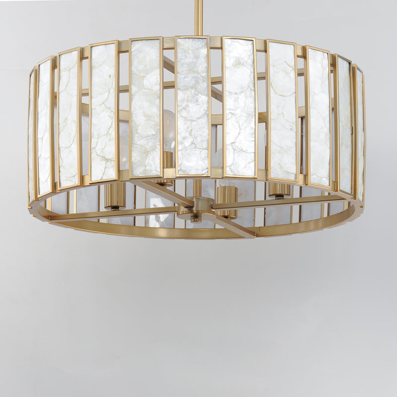 Maxim 12804CZNAB Miramar 4 Light Pendant | Capiz / Natural Aged Brass