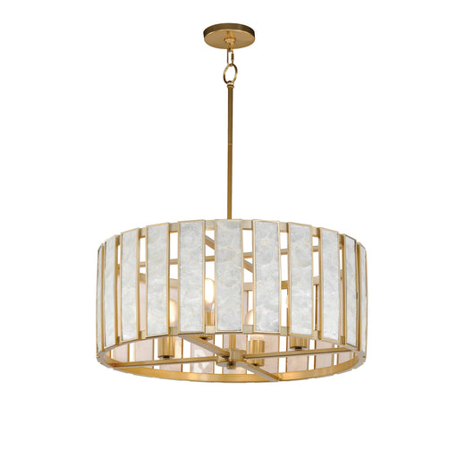 Maxim 12804CZNAB Miramar 4 Light Pendant | Capiz / Natural Aged Brass