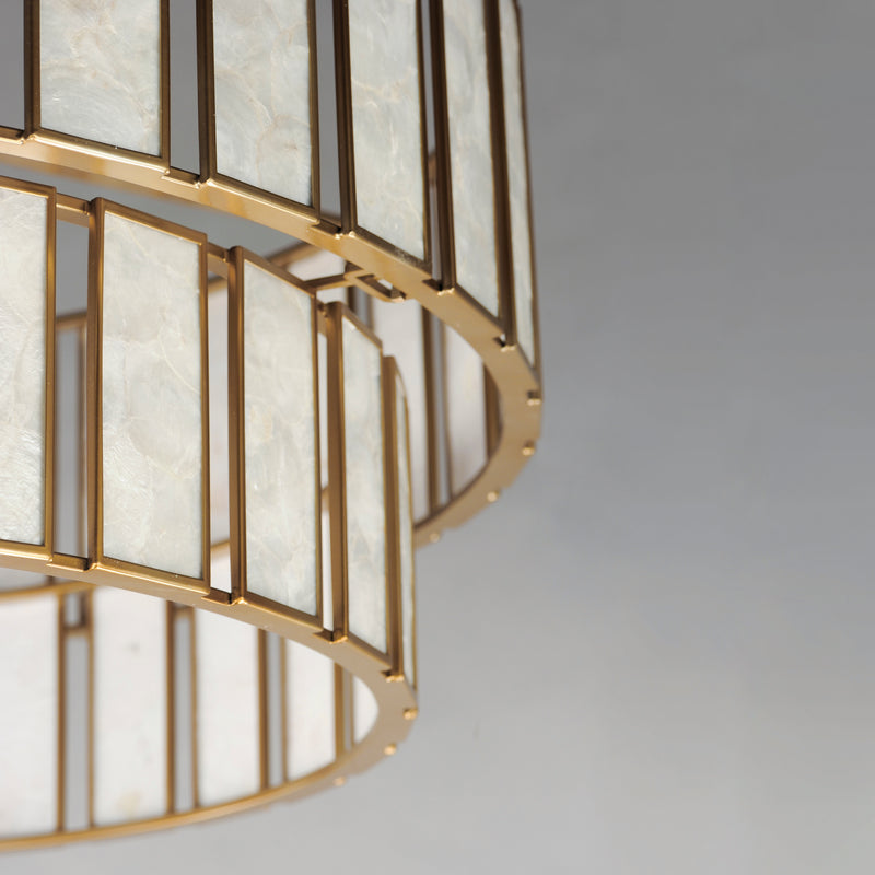 Maxim 12806CZNAB Miramar 6 Light Chandlelier | Capiz / Natural Aged Brass