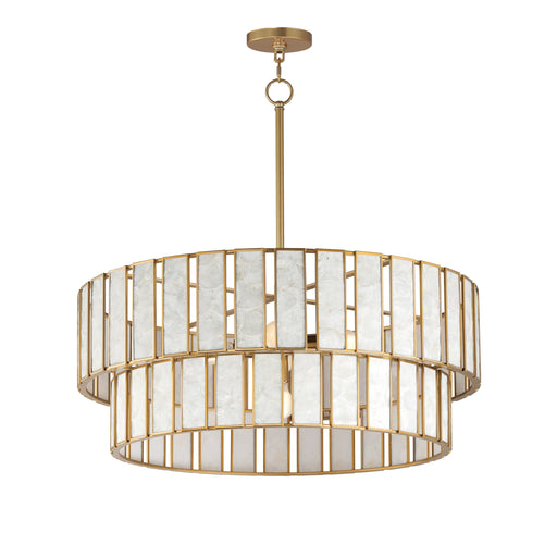 Maxim 12806CZNAB Miramar 6 Light Chandlelier | Capiz / Natural Aged Brass