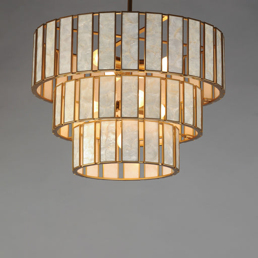 Maxim 12808CZNAB Miramar 7 Light Chandelier | Capiz / Natural Aged Brass