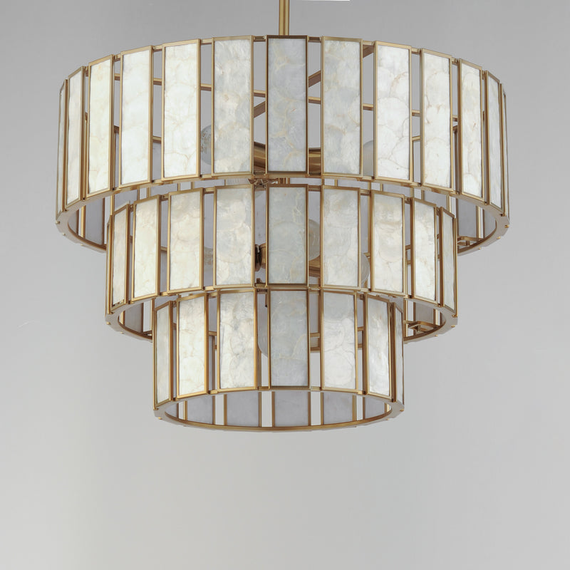 Maxim 12808CZNAB Miramar 7 Light Chandelier | Capiz / Natural Aged Brass