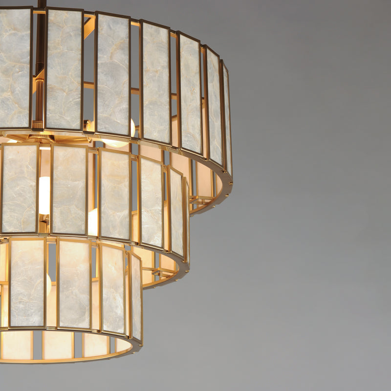 Maxim 12808CZNAB Miramar 7 Light Chandelier | Capiz / Natural Aged Brass