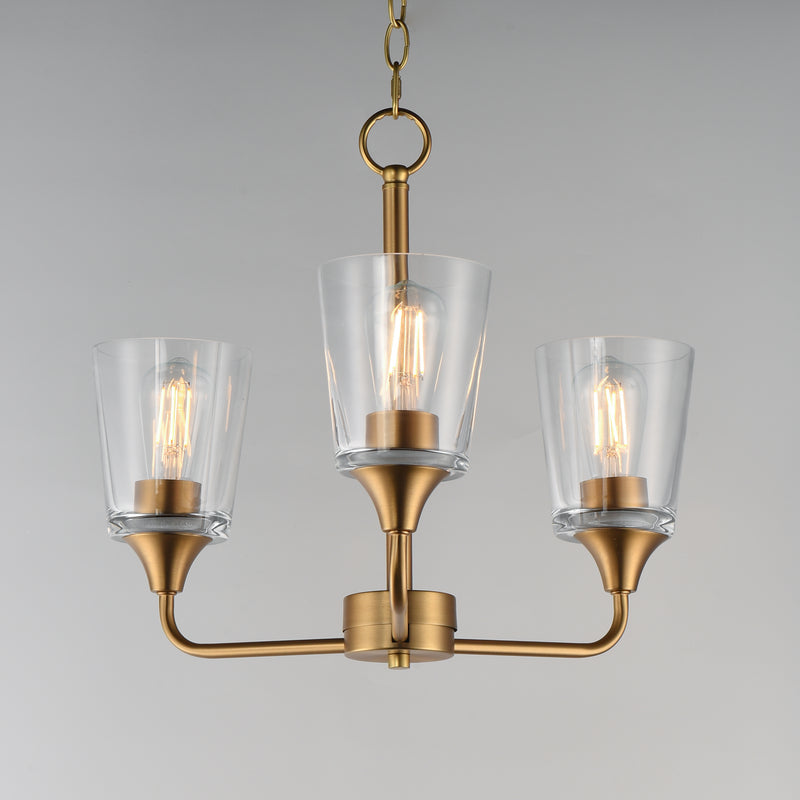 Maxim 12873CLNAB Hudson 3 Light Chandelier | Natural Aged Brass