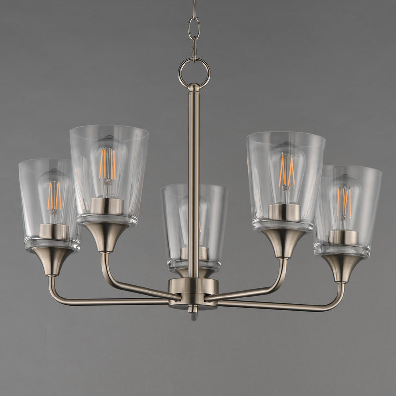 Maxim 12875CLSN Hudson 5 Light Chandelier | Satin Nickel