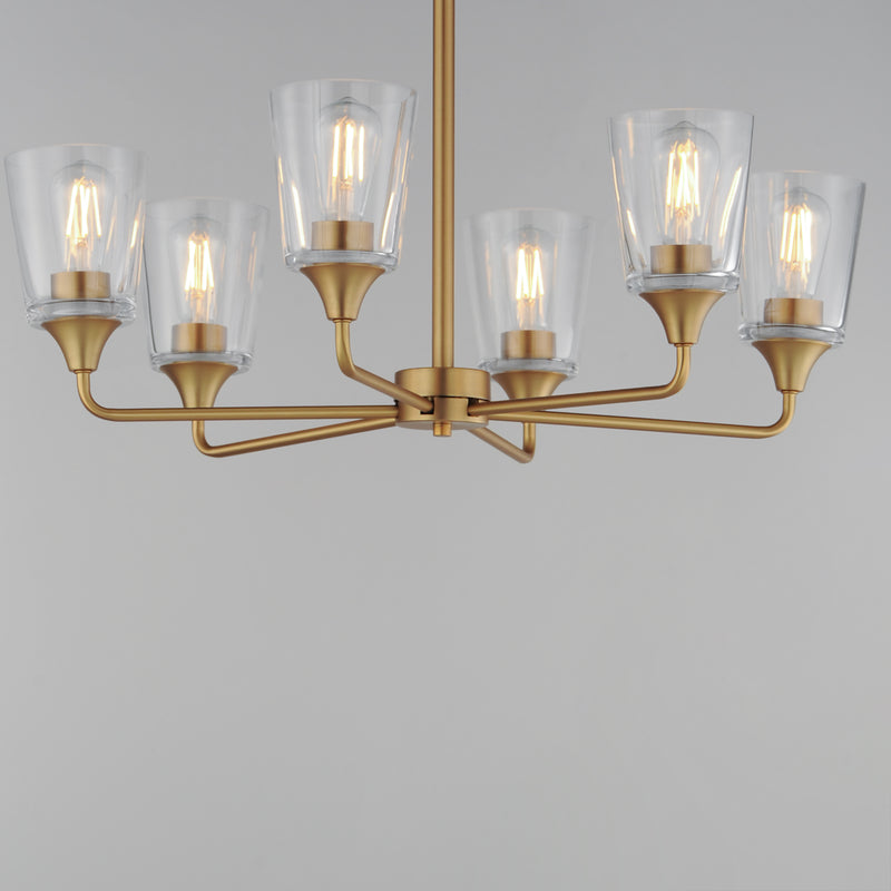 Maxim 12876CLNAB Hudson 6 Light Chandelier | Natural Aged Brass