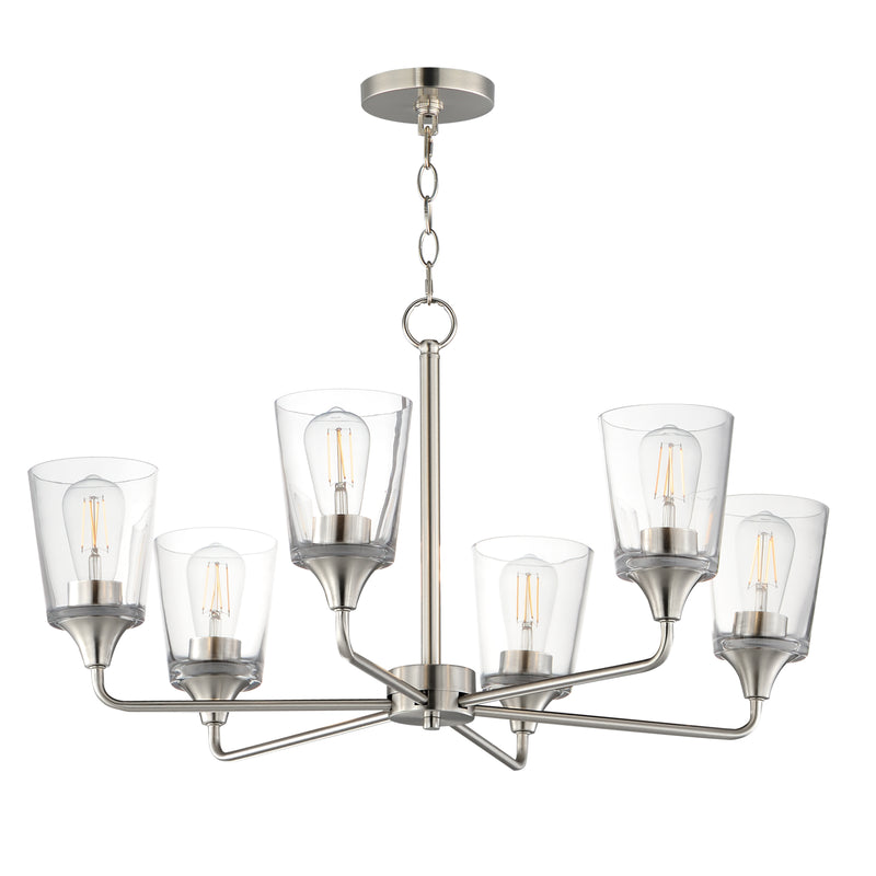 Maxim 12876CLSN Hudson 6 Light Chandelier | Satin Nickel