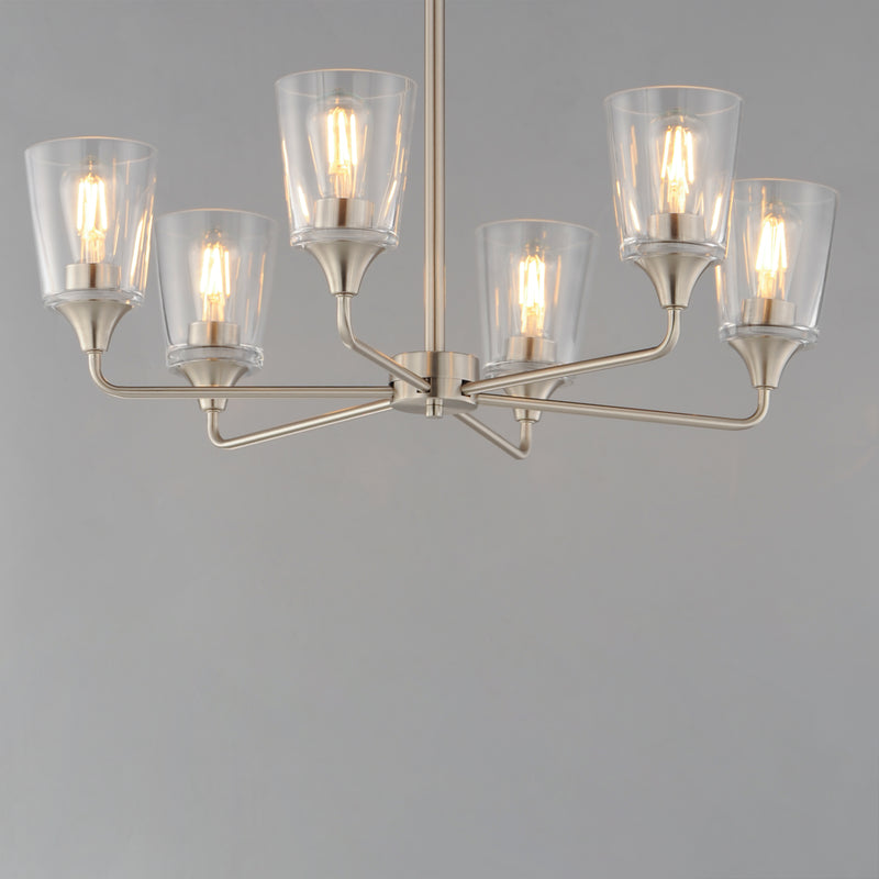 Maxim 12876CLSN Hudson 6 Light Chandelier | Satin Nickel