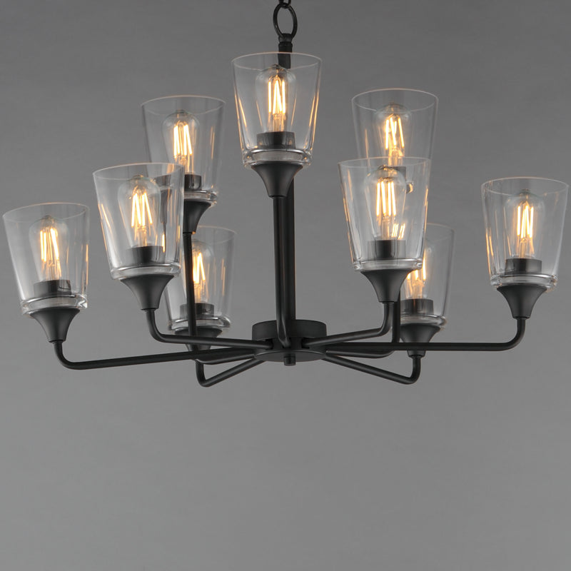 Maxim 12879CLBK Hudson 9 Light Two Tier Chandelier | Black