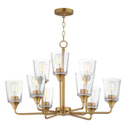 Maxim 12879CLNAB Hudson 9 Light Two Tier Chandelier | Natural Aged Brass