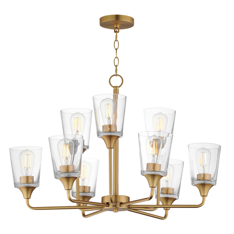 Maxim 12879CLNAB Hudson 9 Light Two Tier Chandelier | Natural Aged Brass