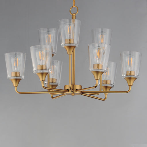 Maxim 12879CLNAB Hudson 9 Light Two Tier Chandelier | Natural Aged Brass