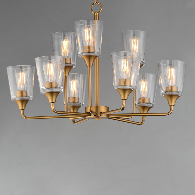 Maxim 12879CLNAB Hudson 9 Light Two Tier Chandelier | Natural Aged Brass