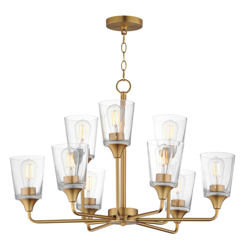 Maxim 12879CLNAB Hudson 9 Light Two Tier Chandelier | Natural Aged Brass
