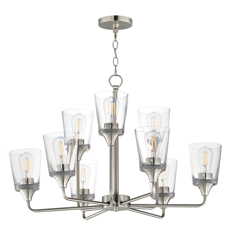 Maxim 12879CLSN Hudson 9 Light Two Tier Chandelier | Satin Nickel