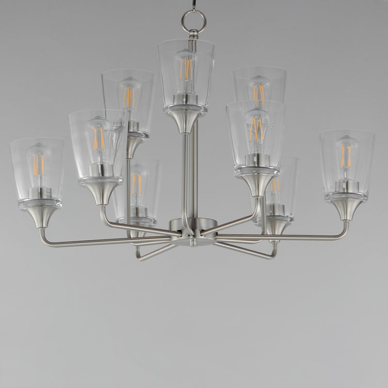 Maxim 12879CLSN Hudson 9 Light Two Tier Chandelier | Satin Nickel
